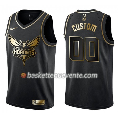 Maillot Basket Charlotte Hornets Personnalisé Nike Noir Gold Edition Swingman - Homme